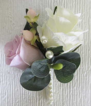 Ivory & Pale Dusky Pink Rose & Rose Bud Groom Buttonhole